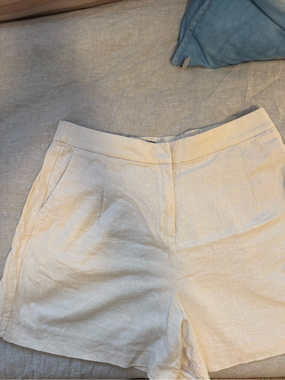 J. Crew Factory Cream High-Waist Linen Shorts